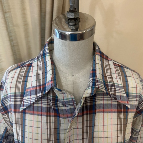 Vintage Rainbow Plaid Short Sleeve Shirt - Gender Neutral M/L - Picture 7 of 7